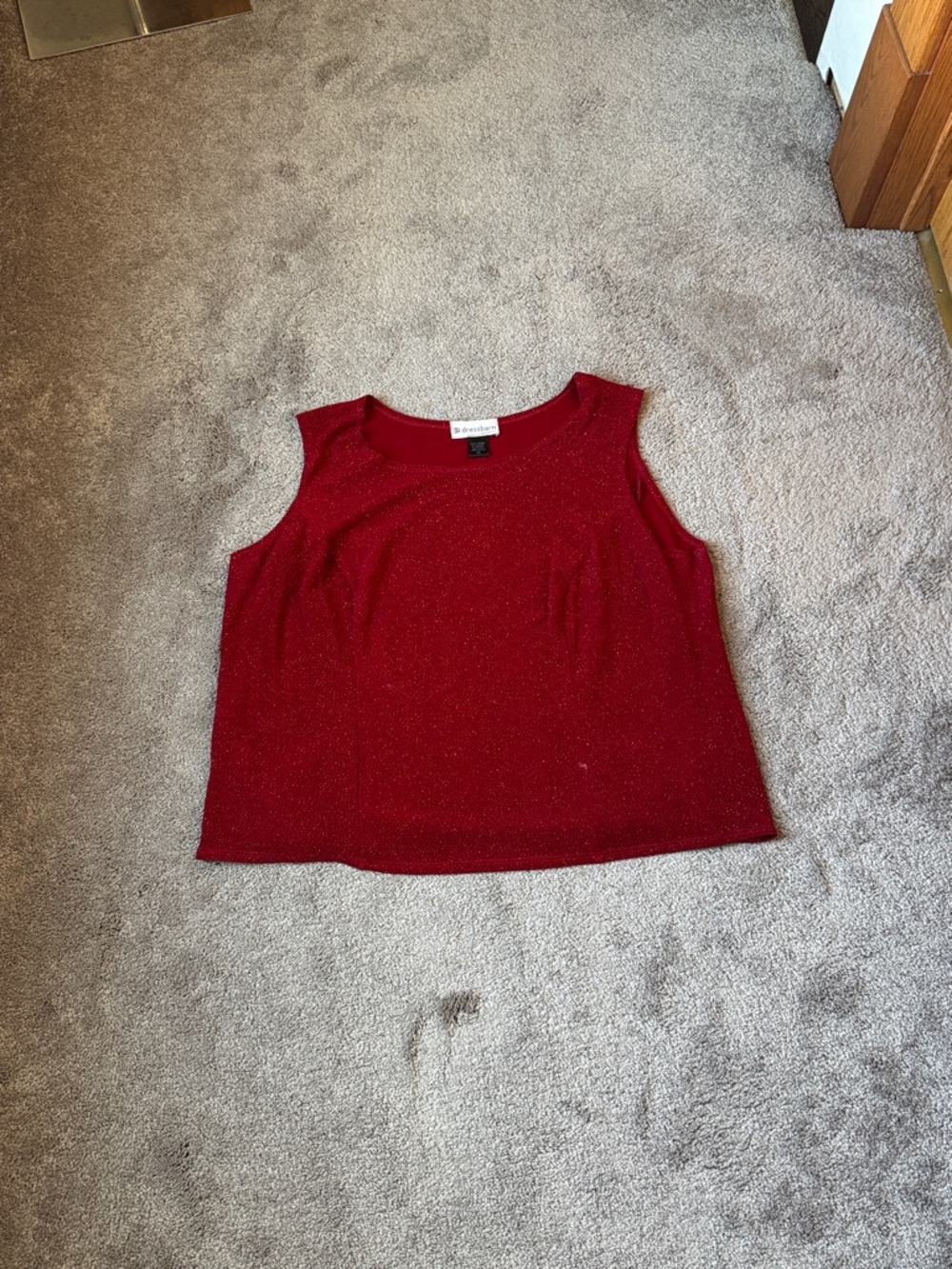Dressbarn Red Shimmer Sleeveless Blouse Plus Size Sparkle Top SIZE 3X